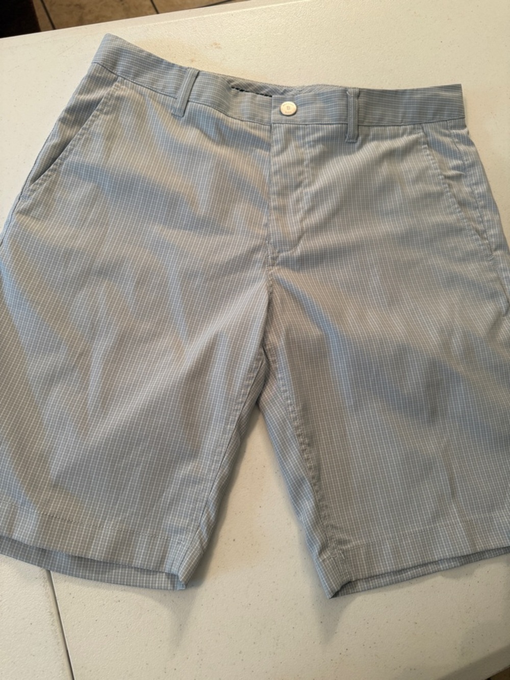 Bonobos Light Gray Micro-Check Flat Front Shorts
